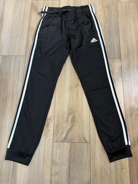 adidas Black Joggers with White Side Stripes